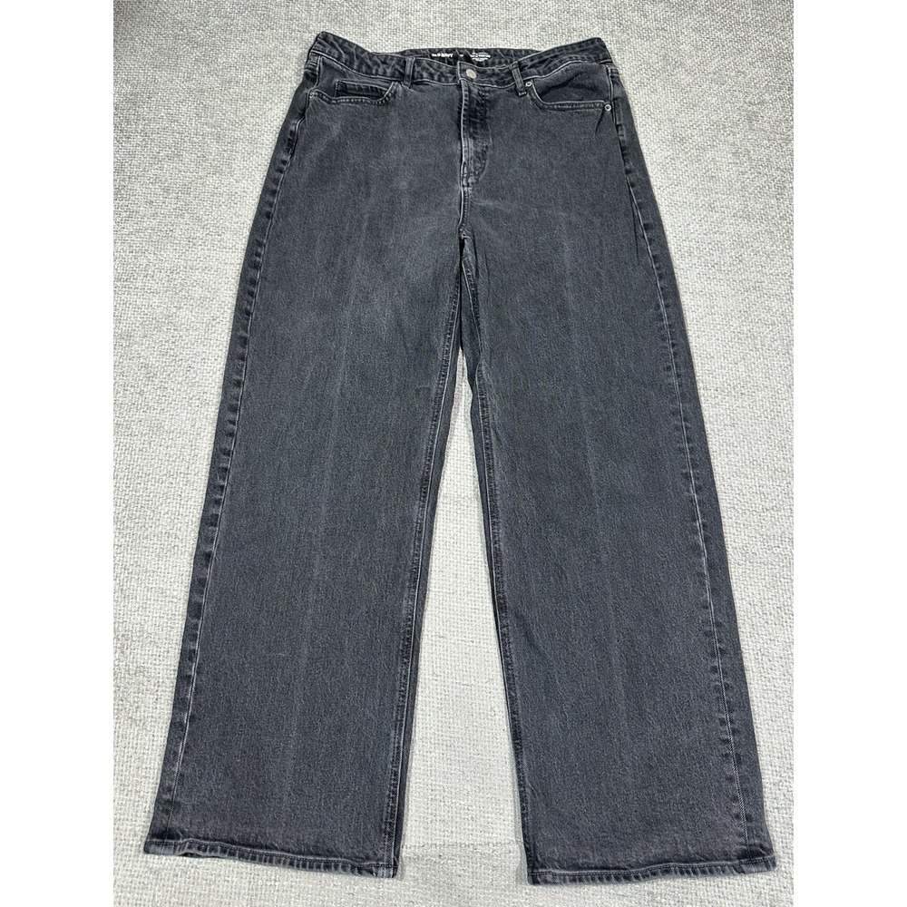 Old‎ Navy Jeans Women 14 34x29 Black Sky Hi Wide Leg Smooth Pocket Skater Read